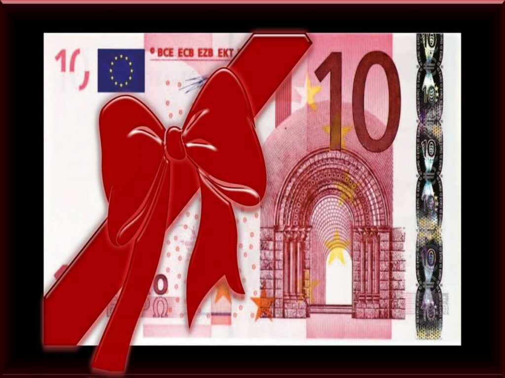 Bitpanda Bonus. Nell'immagine una banconota da 10 euro