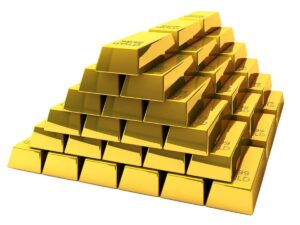 Dove comprare ORO. L'immagine mostra una serie di lingotti d'oro