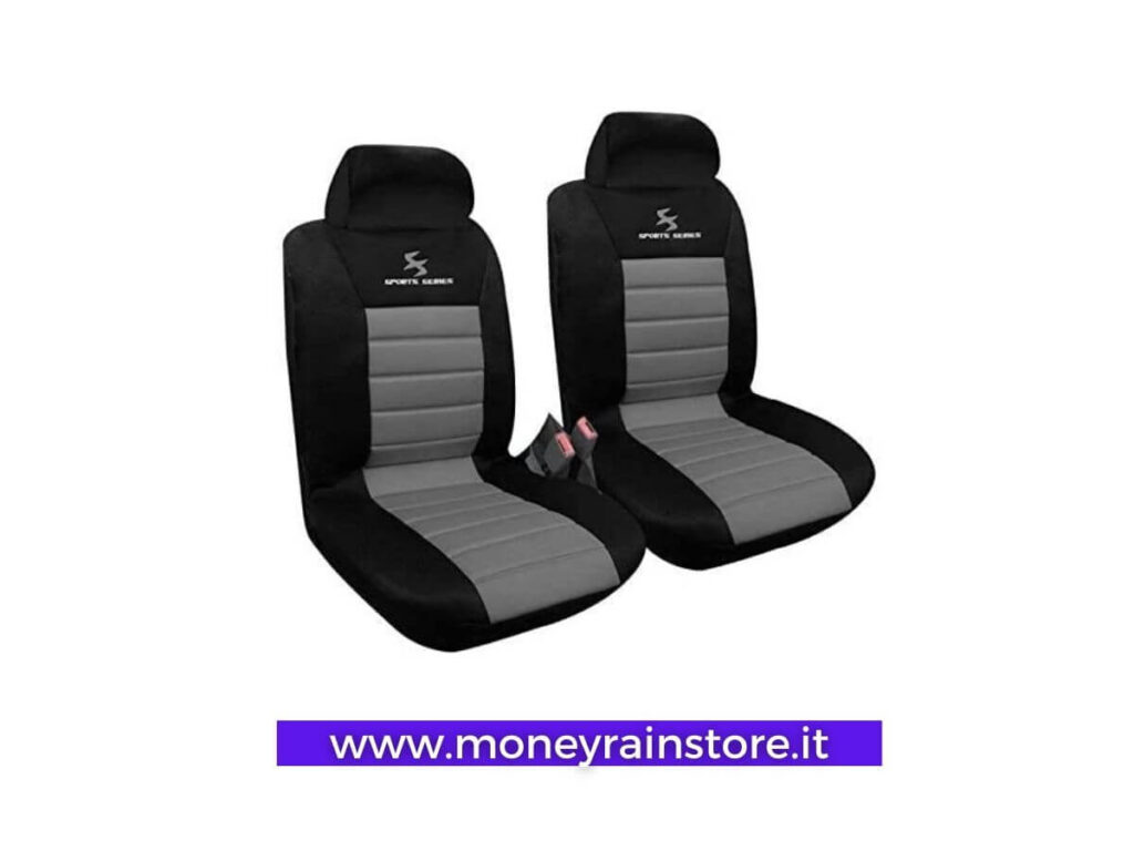 coppia di Foderine per auto universali in poliestere colore grigio/nero