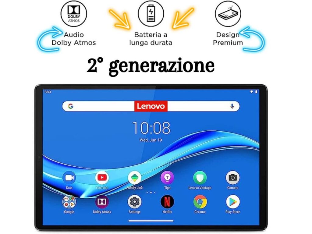 Lenovo Tab M10 FHD, il tablet di seconda generazione super efficiente e performante.