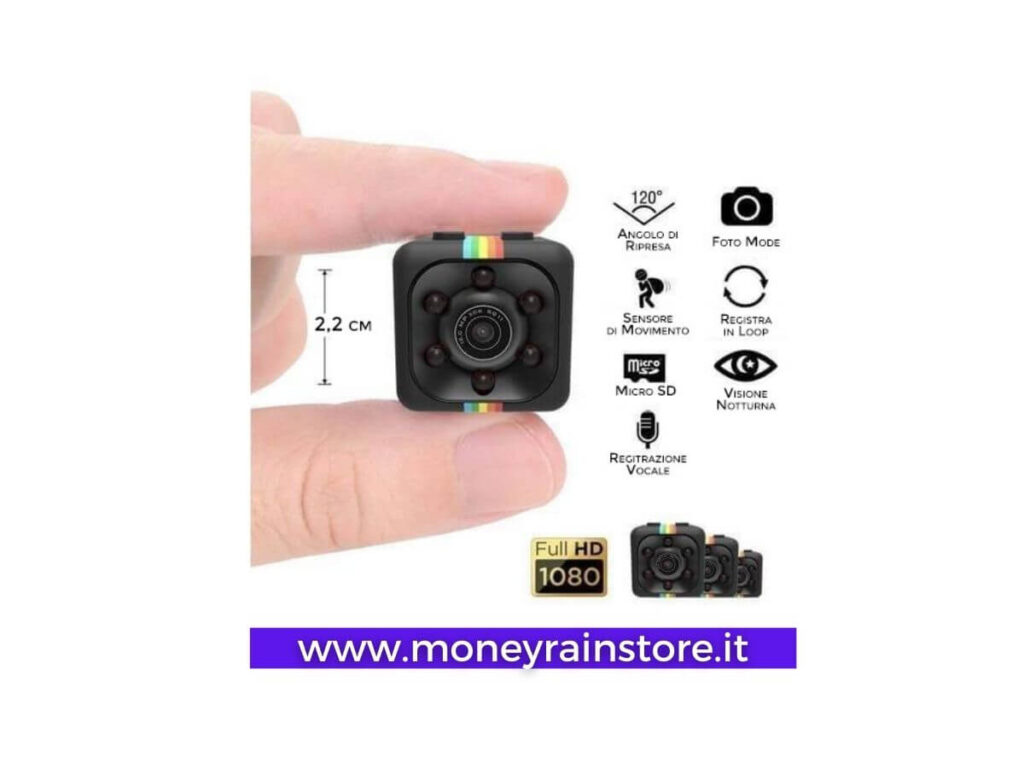 mini camera nascosta colore nero, per controllare la tua casa o per registrare qualsiasi evento. Risoluzione full hd