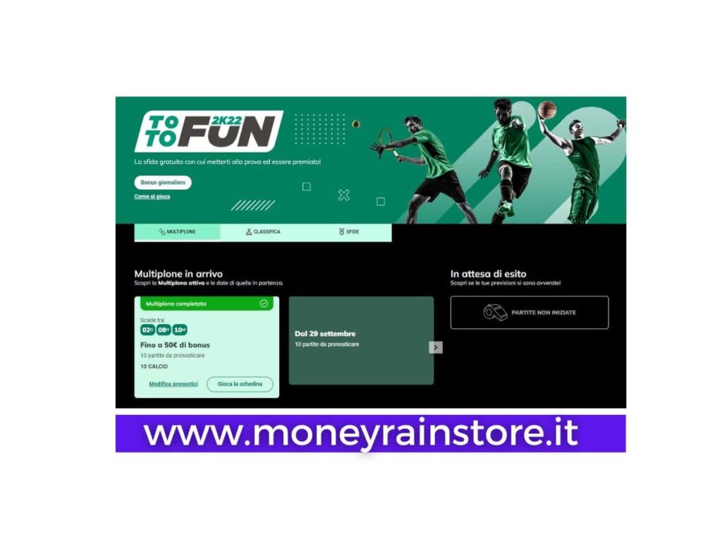 Classifica Totofun Sisal; nell'immagine, la copertina colore verde con 3 sportivi e con la scritta TOTOFUN 2K