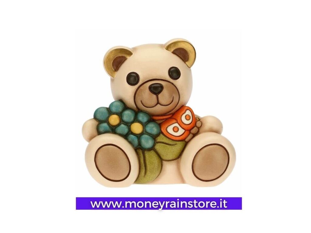 Thun Store; nell'immagine il delizioso ORSO Teddy con mazzo di fiori azzurro