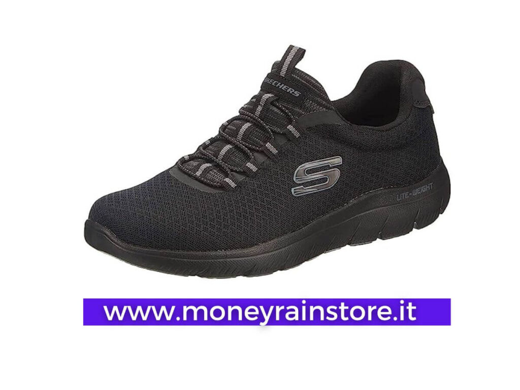 skechers scarpe uomo; nell'immagine la bellissima scarpa uomo colore nero modello SUMMITS da ginnastica