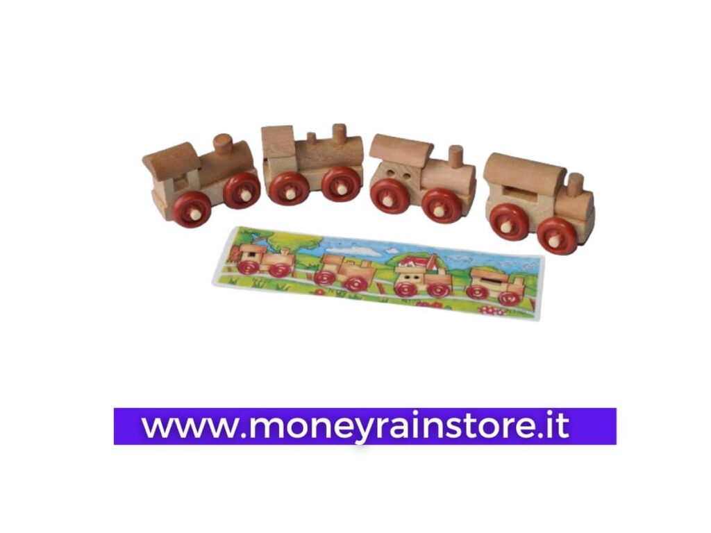 Giocattoli per bambini: L'immagine mostra un trenino in legno