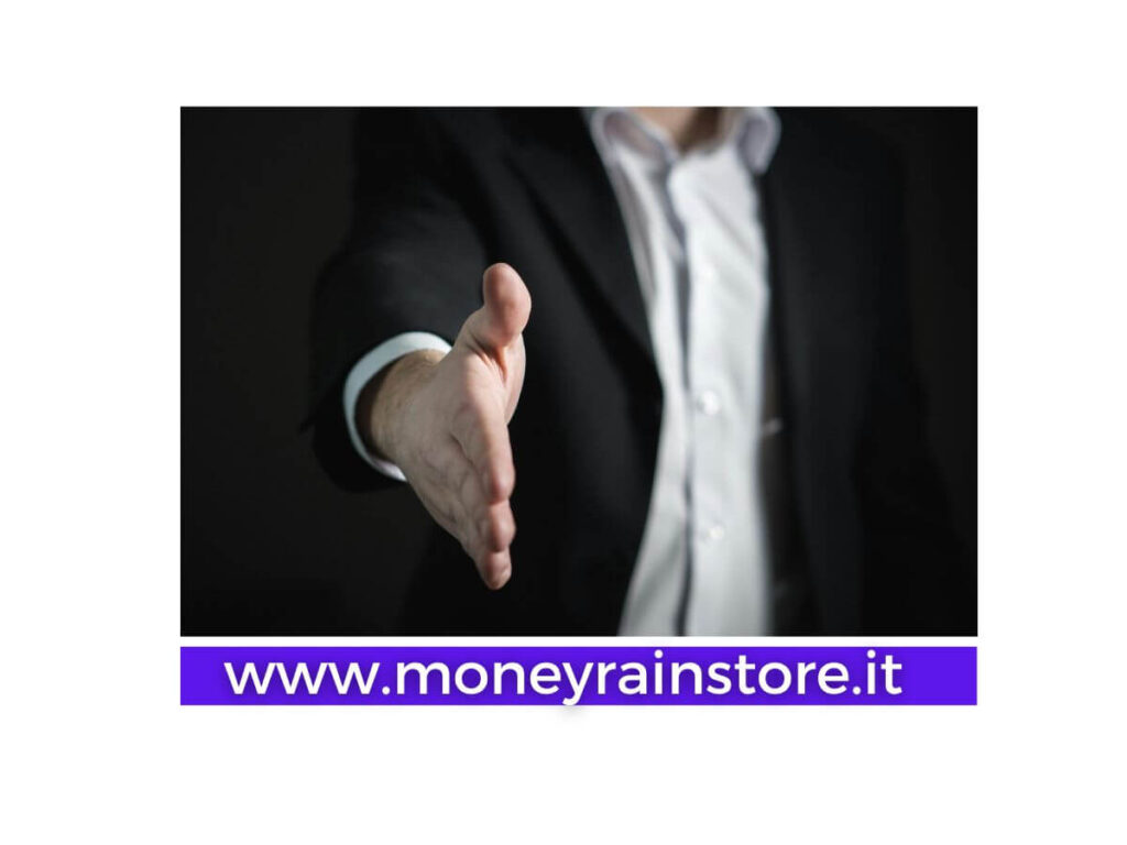 Professionista di IYALY network marketing con mano tesa, pronto ad accogliere nuovi collaboratori e offrire opportunità di business