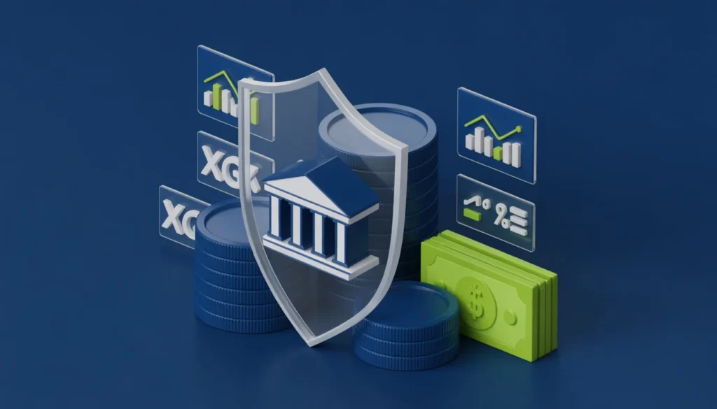 Marathonbet Cashback 15%: La Guida Esclusiva al Rimborso Mensile (Solo per i nostri lettori) Illustrazione 3D isometrica di uno scudo digitale che protegge monete e icone statistiche in blu e verde neon.