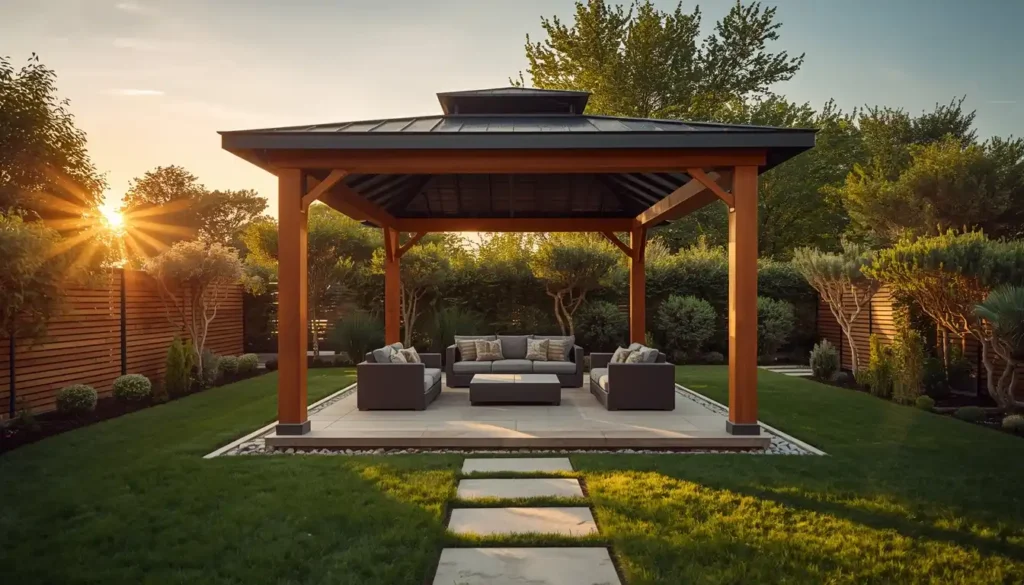 Gazebo da giardino 2026: come scegliere il migliore per il tuo spazio esterno Gazebo da giardino 2026; immagine di un gazebo fisso in legno massiccio