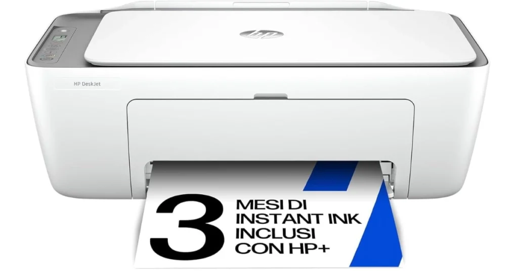 HP Instant ink 2026: La Guida Definitiva al Risparmio sulle Cartucce immagine in evidenza della stampante hp deskjet 2800e con programma hp instant ink 2026
