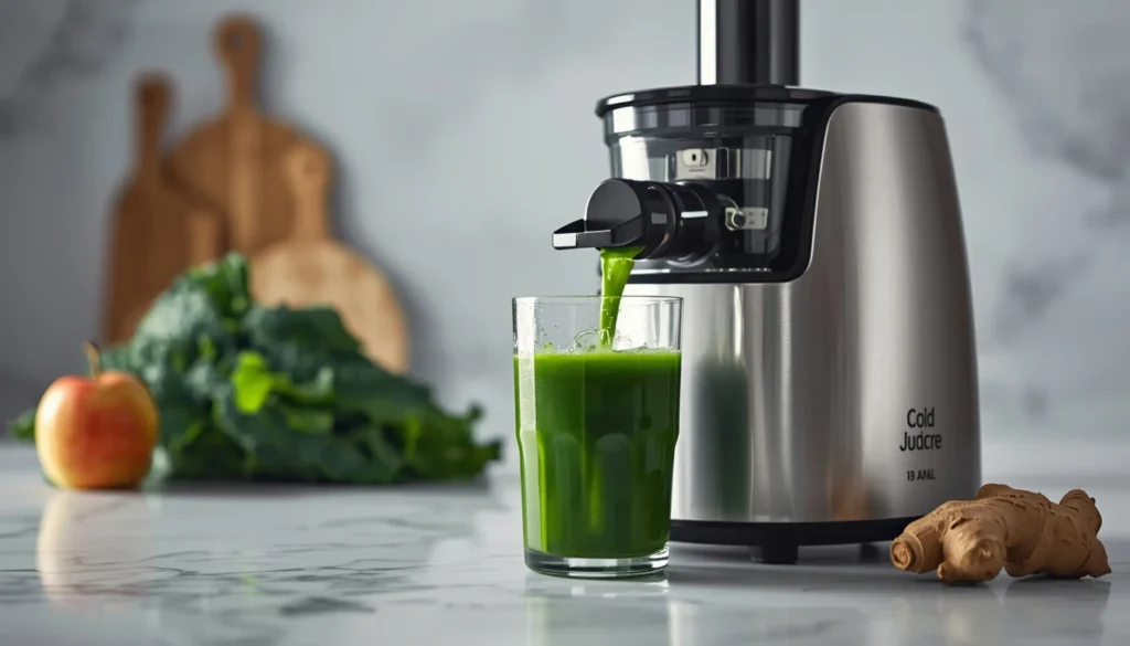 Estrattore frutta 2026 - Miglior estrattore di succo a freddo in acciaio inox con bicchiere di succo verde."