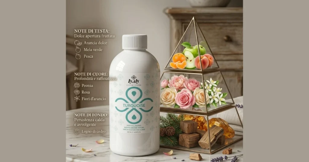 Profumo Bucato 2026: Come trasformare il tuo bucato in un’esperienza di lusso con IYALY piramide olfattiva profumo bucato iyaly 2026 turquoise vista 33