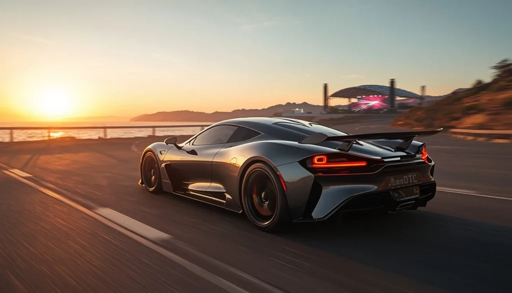 auto sportiva sfreccia al tramonto per l'uscita di forza horizon 6 in prevendita su amazon