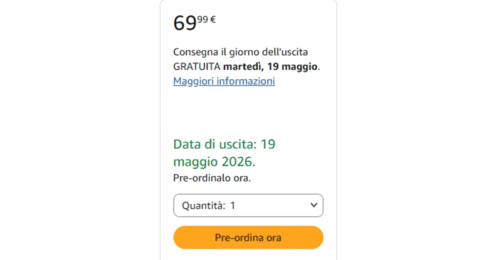 Forza Horizon 6: Data di Uscita, Requisiti PC e Guida alle Edizioni su Amazon (Standard vs Premium) box d'acquisto amazon con prezzo di 69.99 euro per la prevendita di forza horizon 6