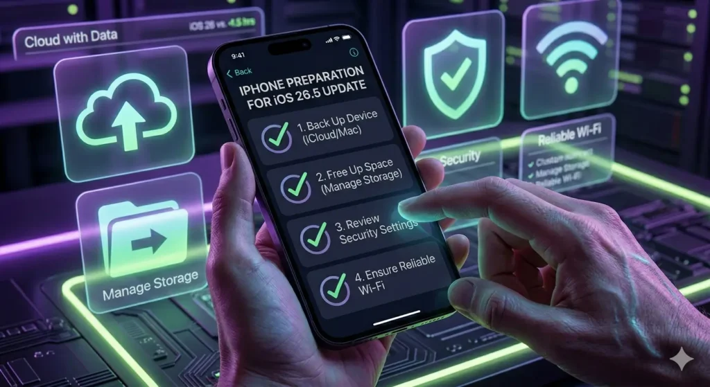 Apple iOS 26.5: La Guida Definitiva. Novità, Test Batteria e Come Preparare il tuo iPhone Procedura di backup e preparazione iPhone per l'installazione di Apple iOS 26.5.